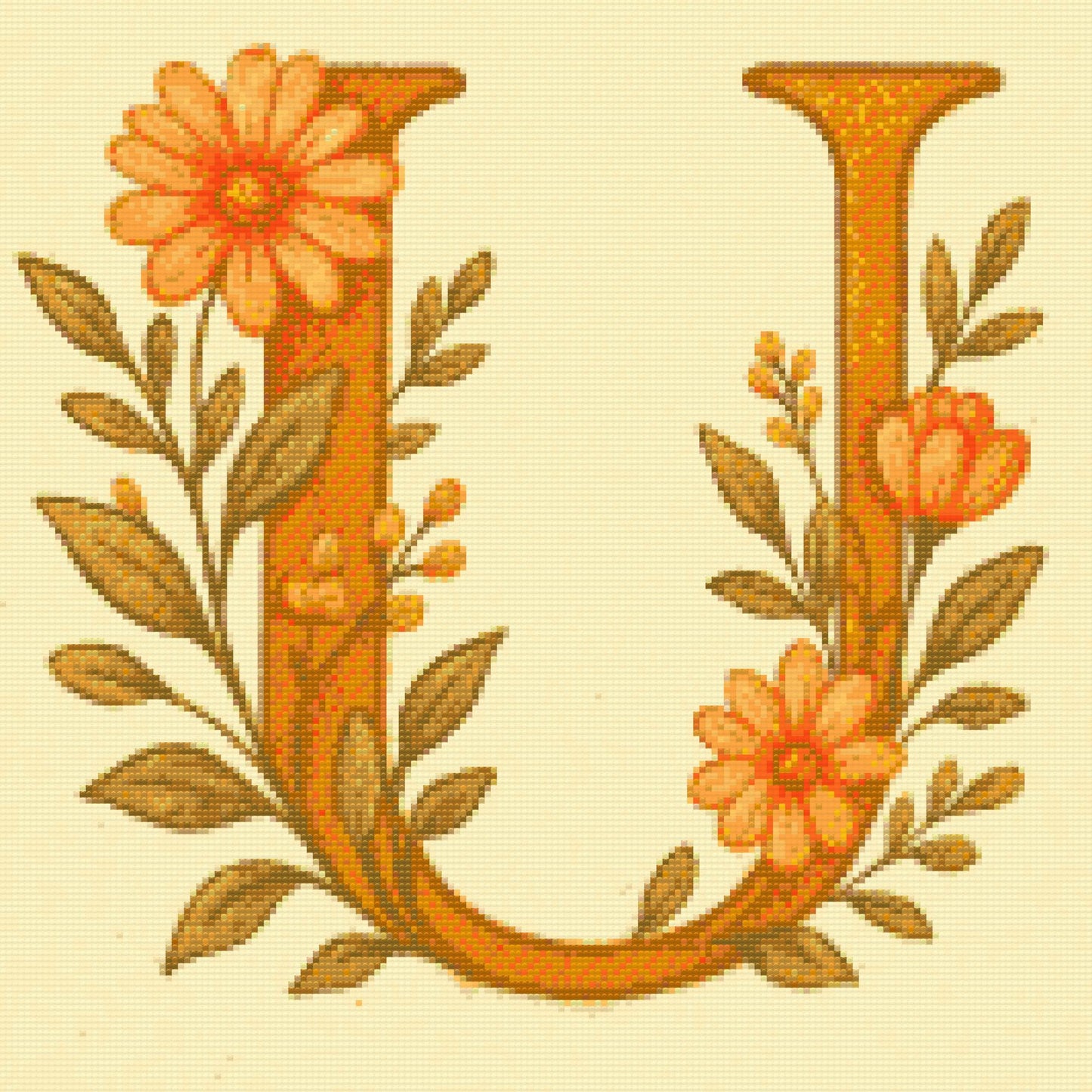 Diamond Paint - Bogstav U - Blomstermønster