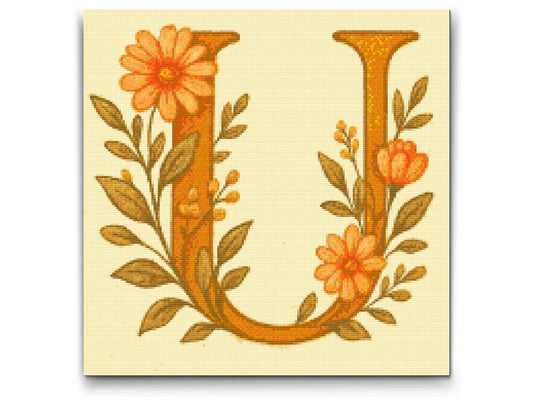 Diamond Paint - Bogstav U - Blomstermønster