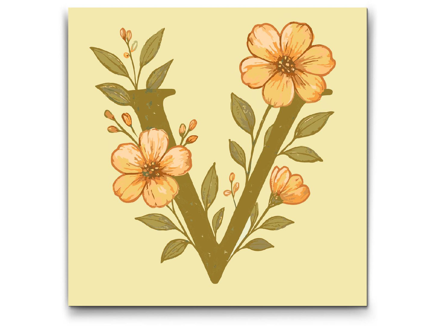 Paint by number - Bogstav V - Blomstermønster