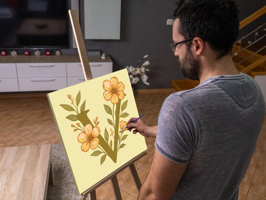 Paint by number - Bogstav V - Blomstermønster