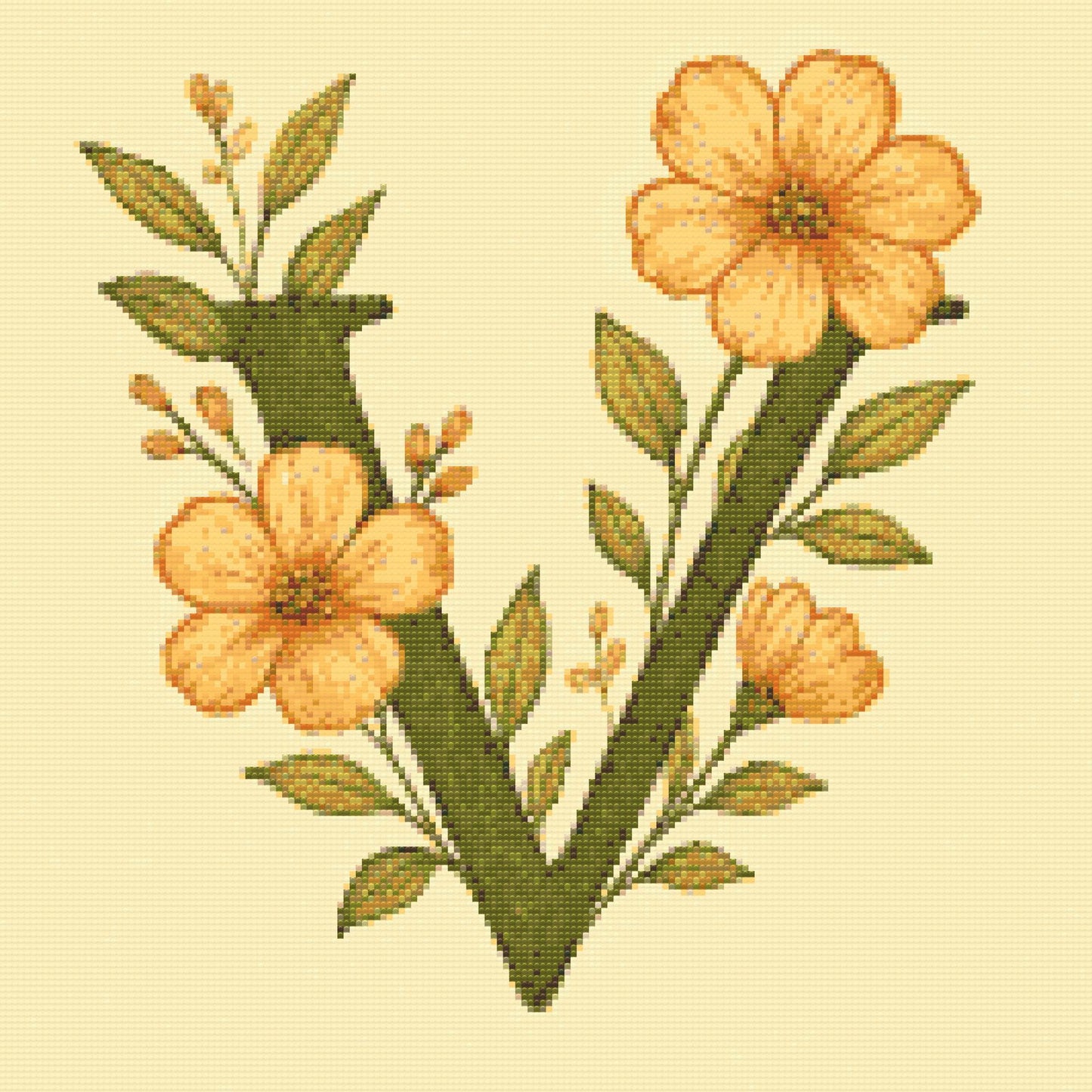 Diamond Paint - Bogstav V - Blomstermønster