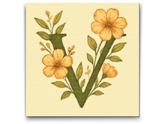 Diamond Paint - Bogstav V - Blomstermønster