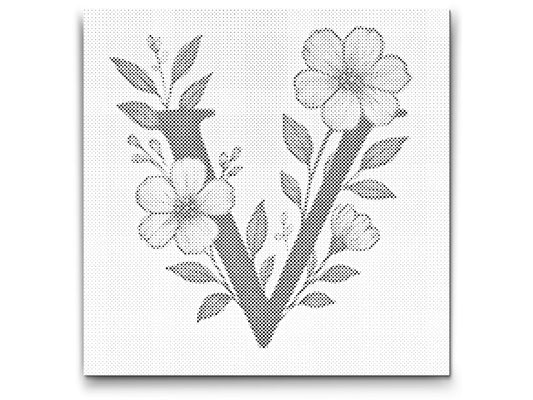 Dotting - Bogstav V - Blomstermønster
