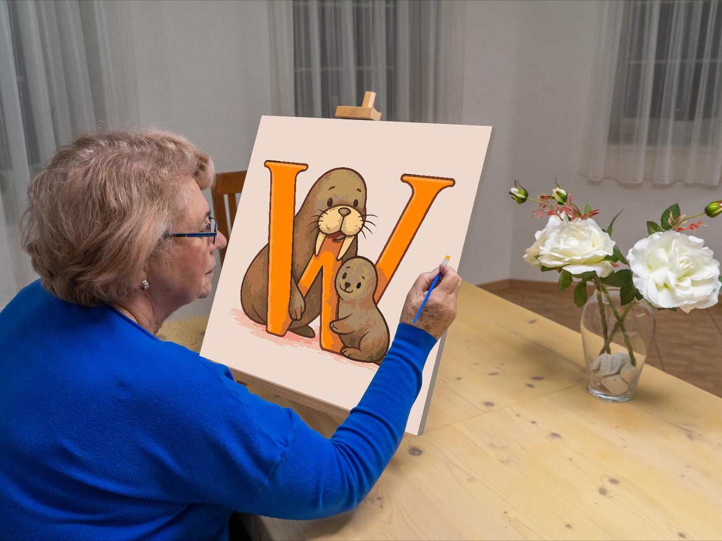Paint by number - Bogstavet W – Med et dyr