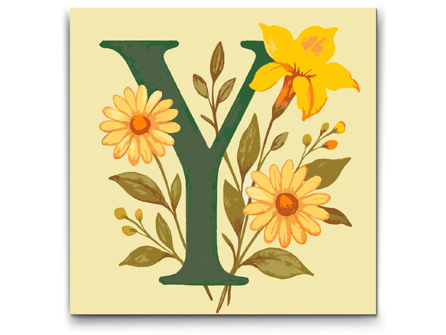 Paint by number - Bogstav Y - Blomstermønster