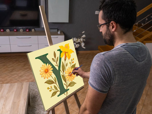 Paint by number - Bogstav Y - Blomstermønster