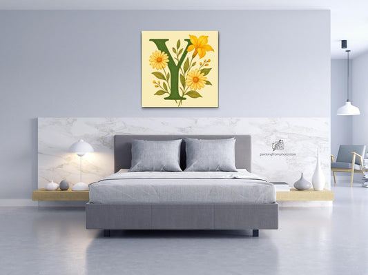 Diamond Paint - Bogstav Y - Blomstermønster