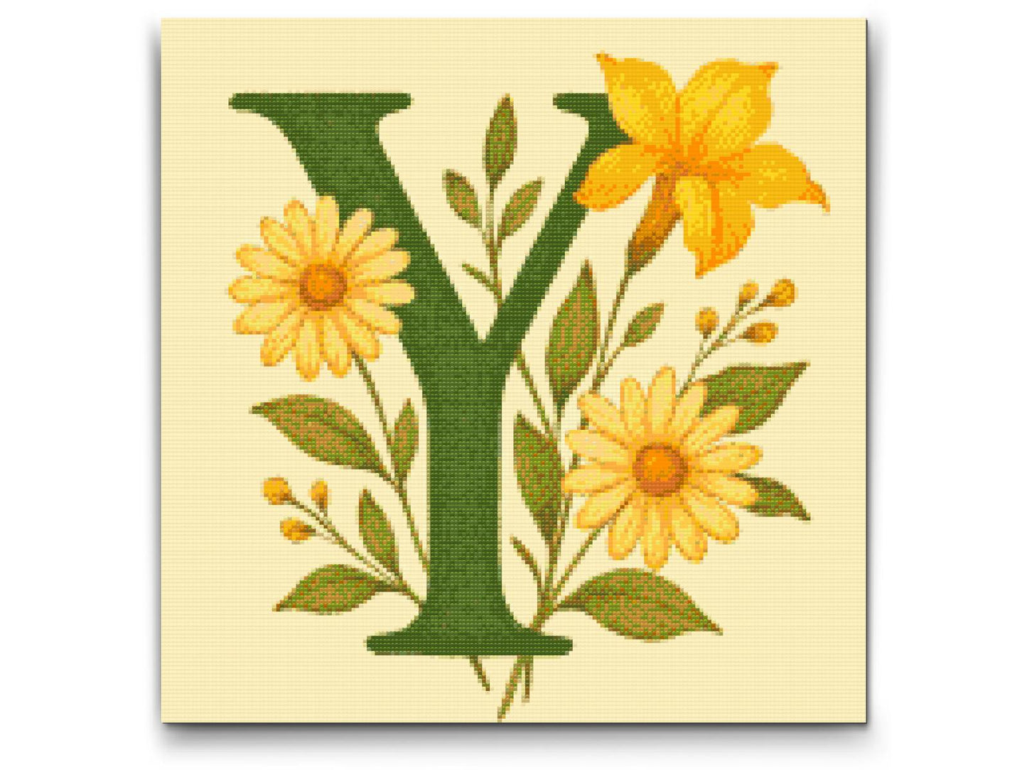 Diamond Paint - Bogstav Y - Blomstermønster