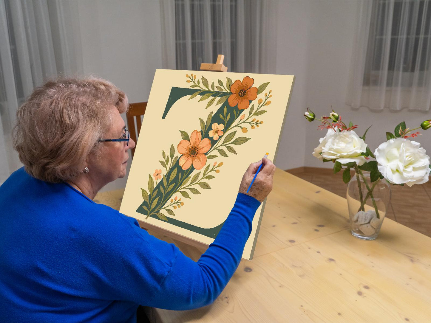 Paint by number - Bogstav Z - Blomstermønster
