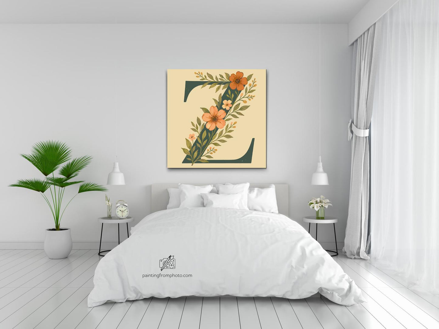 Paint by number - Bogstav Z - Blomstermønster