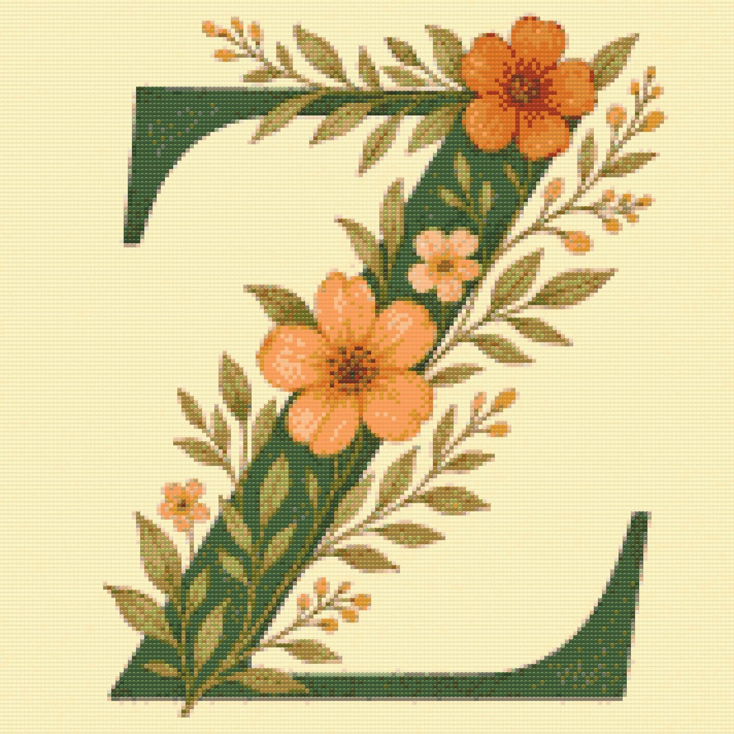 Diamond Paint - Bogstav Z - Blomstermønster
