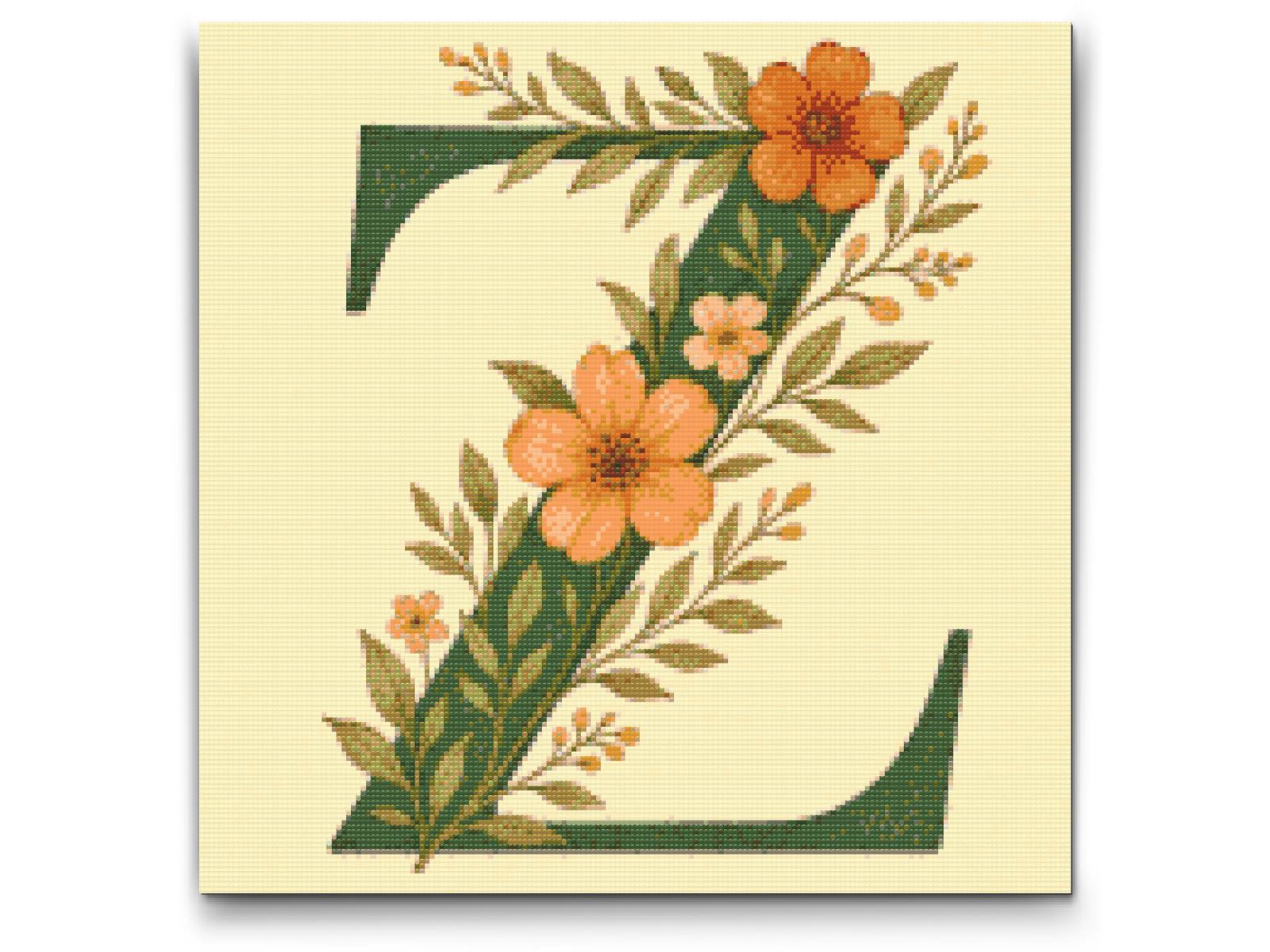 Diamond Paint - Bogstav Z - Blomstermønster