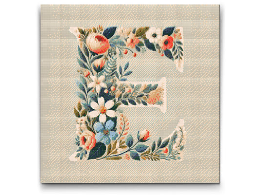 Diamond Paint - Bogstav E - Blomstermønster