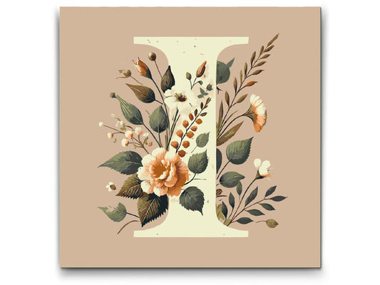 Paint by number - Bogstav I - Blomstermønster