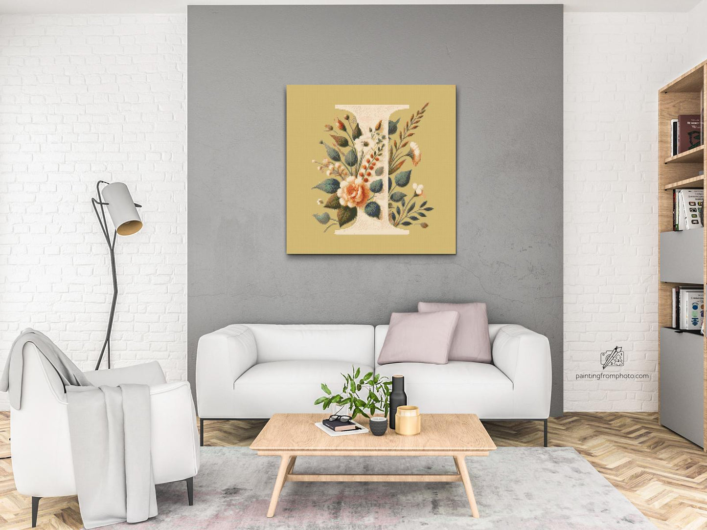 Diamond Paint - Bogstav I - Blomstermønster