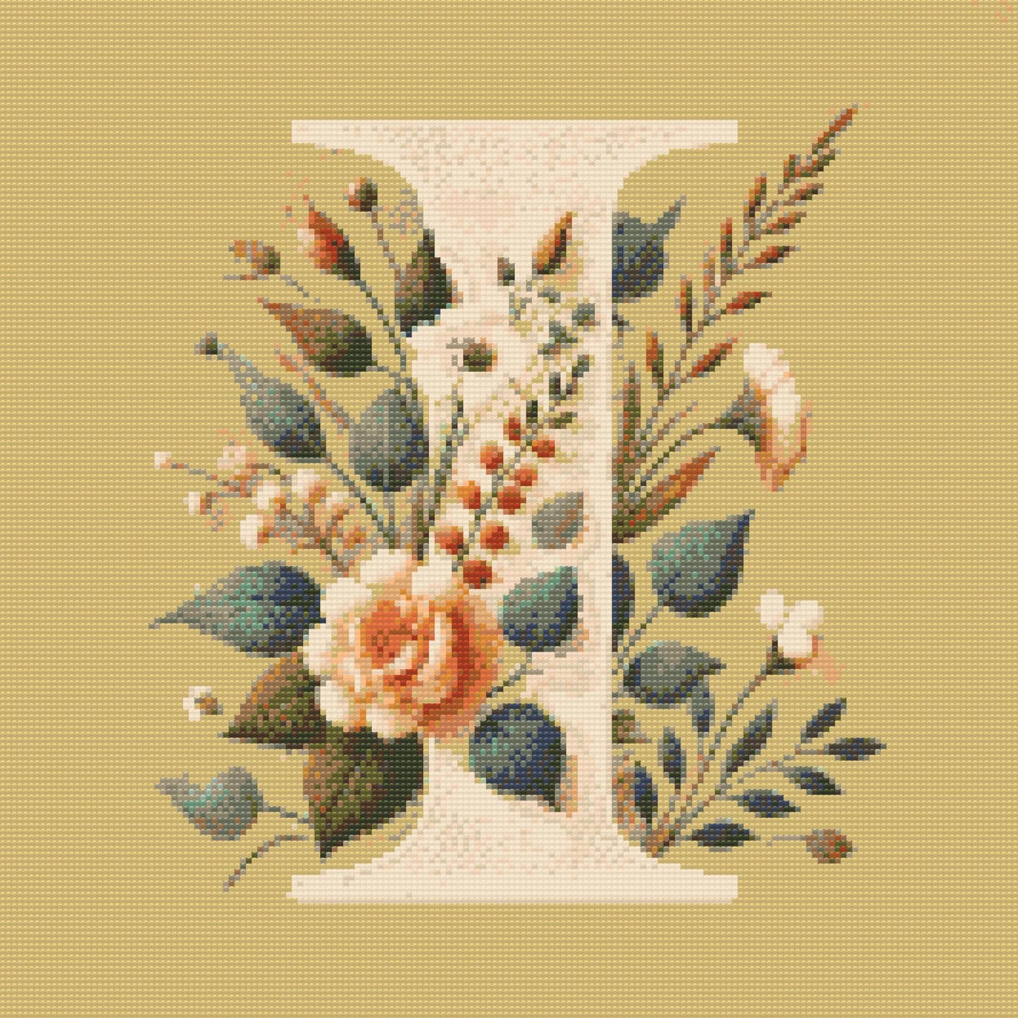 Diamond Paint - Bogstav I - Blomstermønster