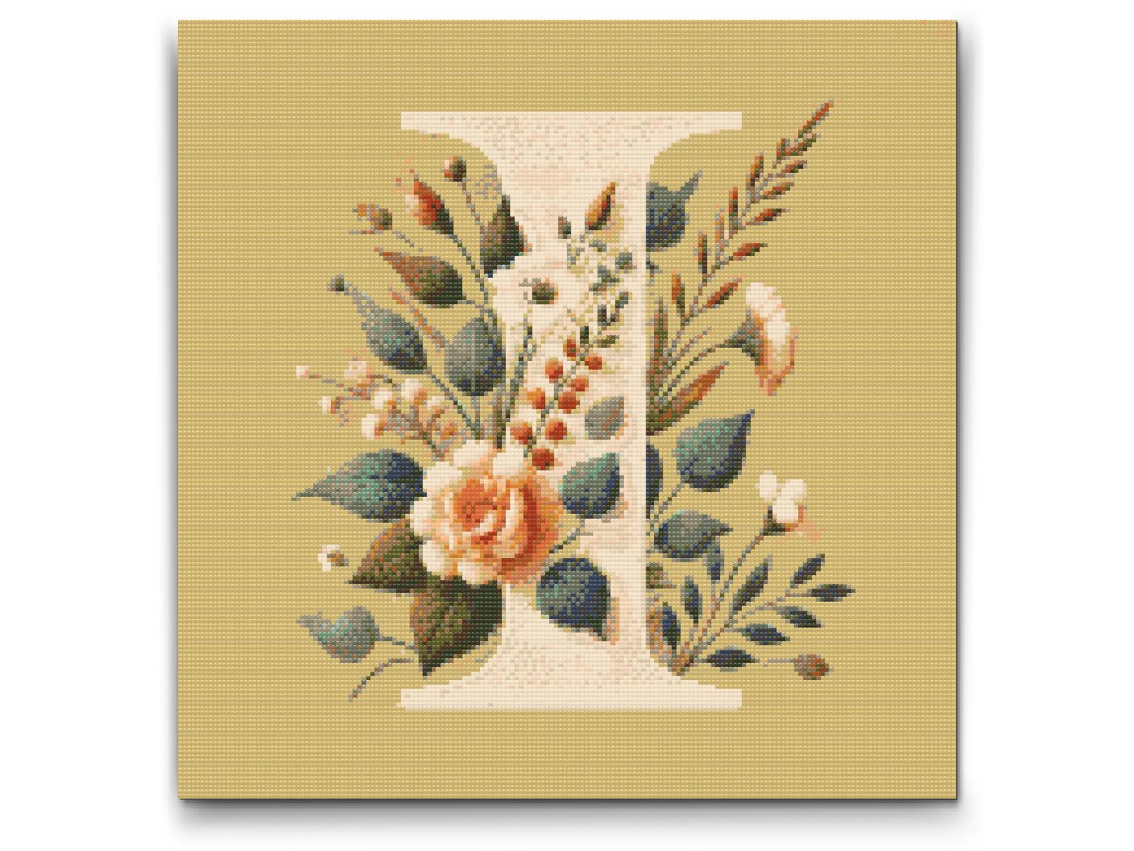 Diamond Paint - Bogstav I - Blomstermønster