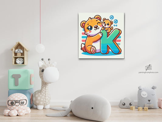 Diamond Paint - Bogstavet K – Med et dyr