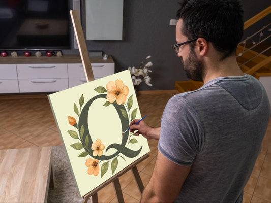 Paint by number - Bogstav Q - Blomstermønster