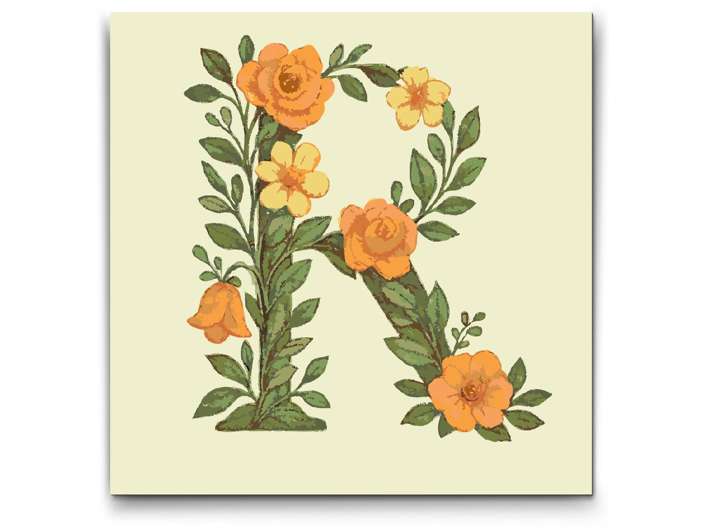 Paint by number - Bogstav R - Blomstermønster