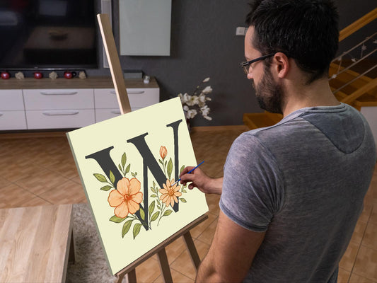 Paint by number - Bogstav W - Blomstermønster