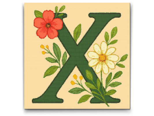 Diamond Paint - Bogstav X - Blomstermønster