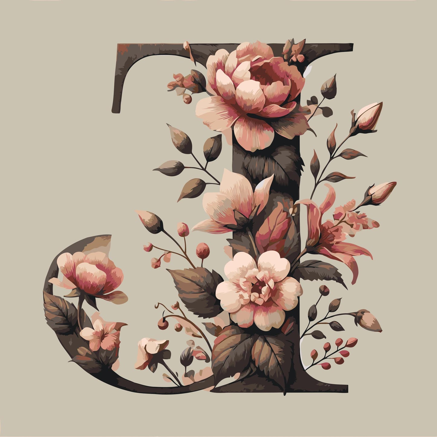 Paint by number - Bogstav J - Blomstermønster