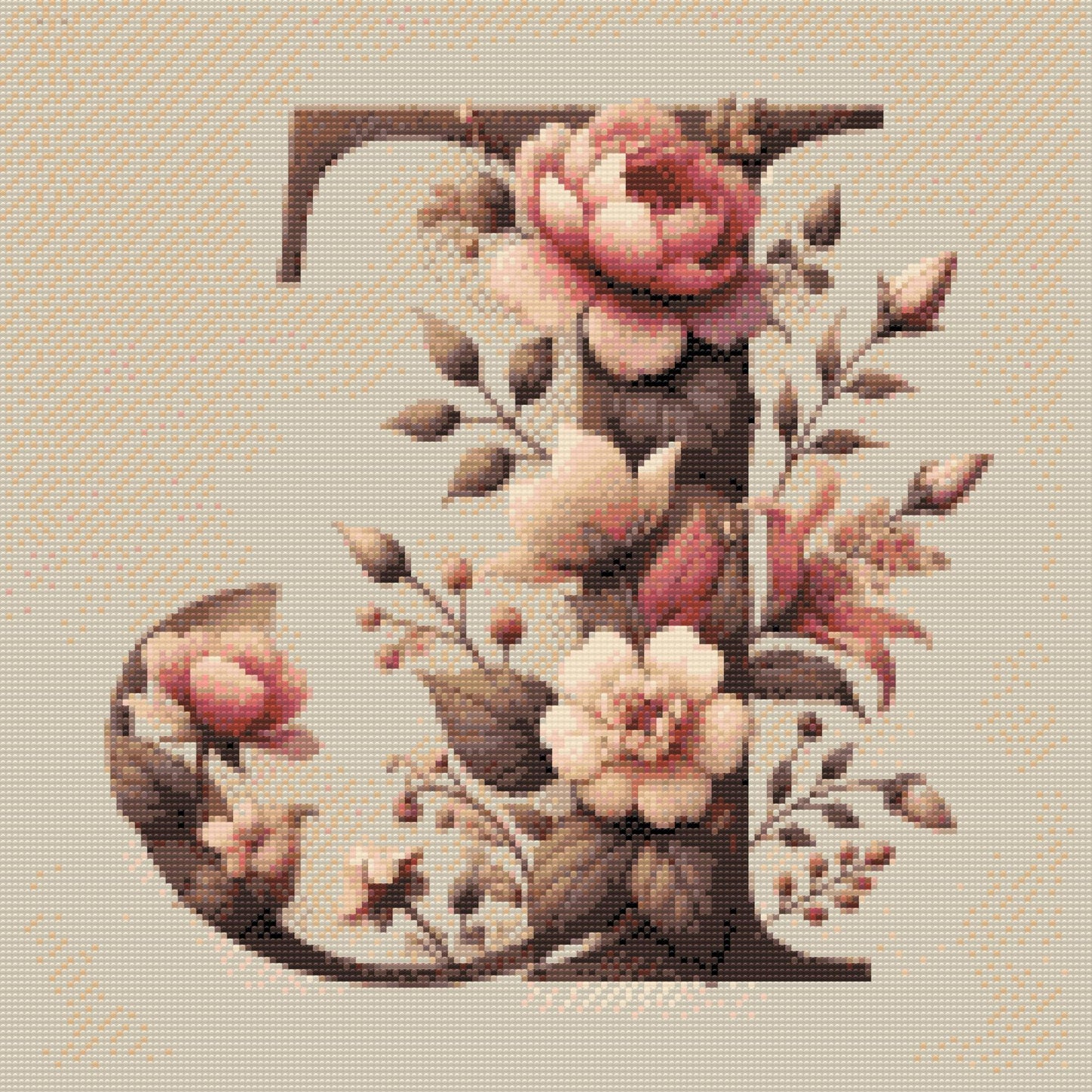 Diamond Paint - Bogstav J - Blomstermønster