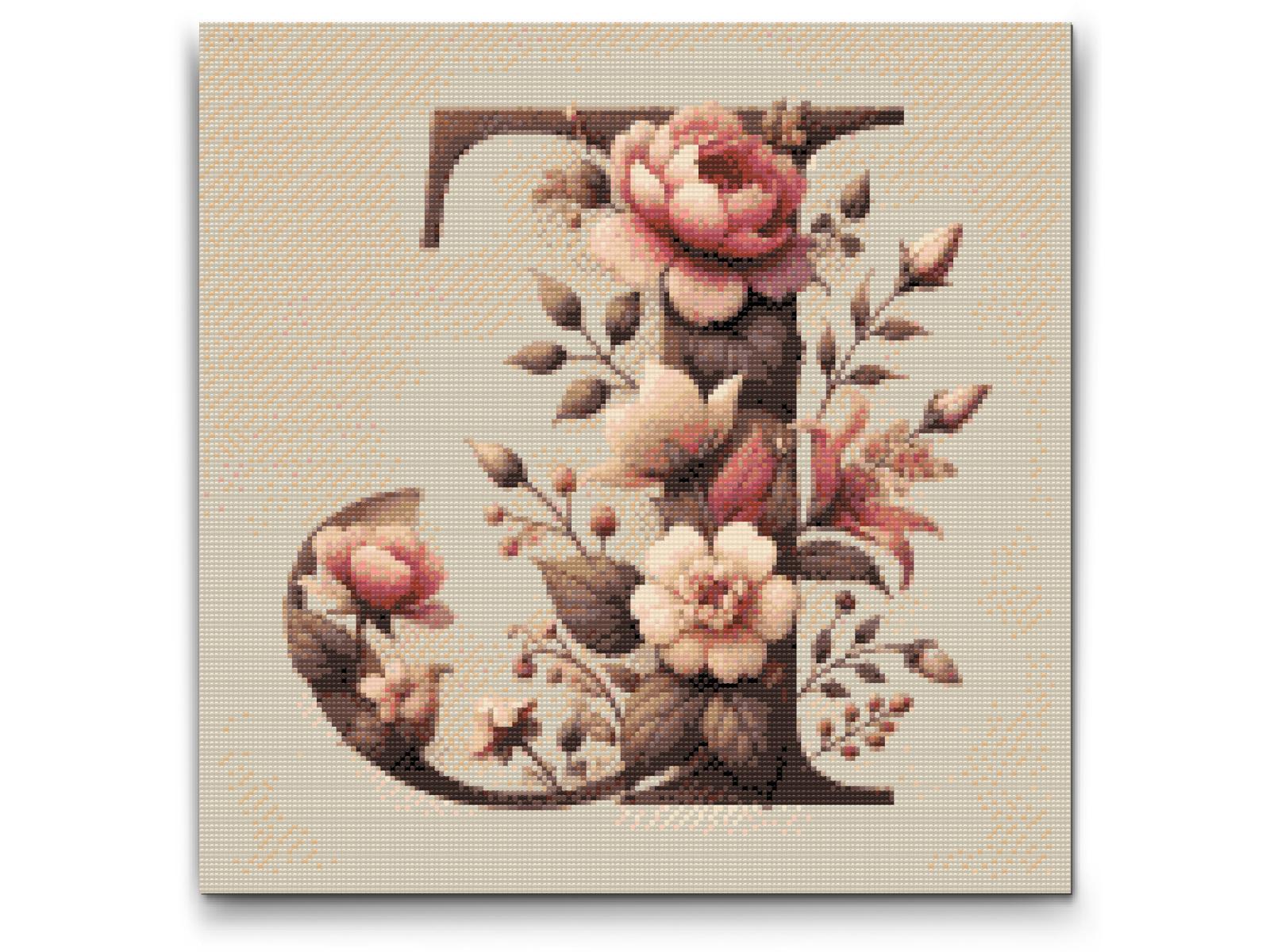 Diamond Paint - Bogstav J - Blomstermønster