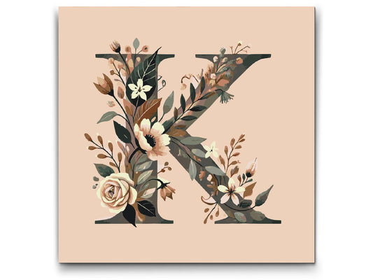 Paint by number - Bogstav K - Blomstermønster