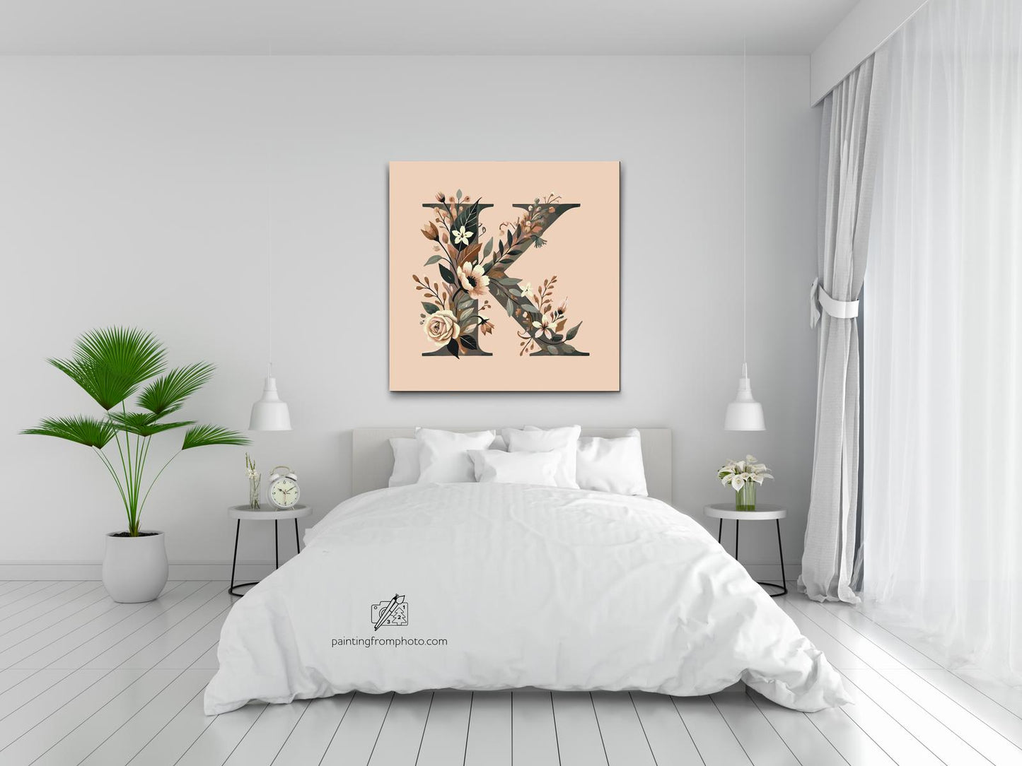 Paint by number - Bogstav K - Blomstermønster