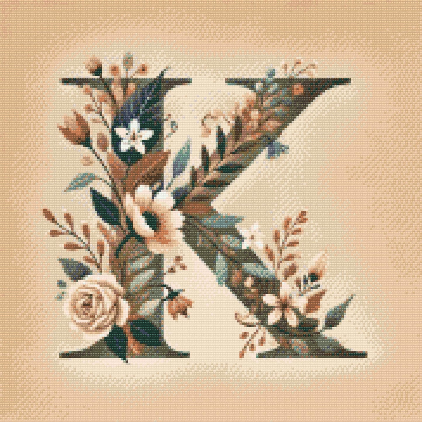 Diamond Paint - Bogstav K - Blomstermønster