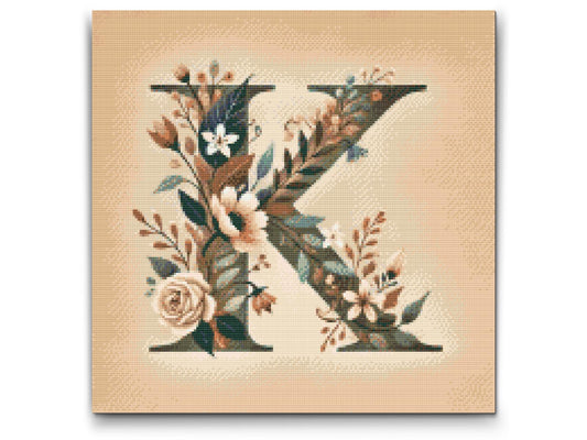 Diamond Paint - Bogstav K - Blomstermønster