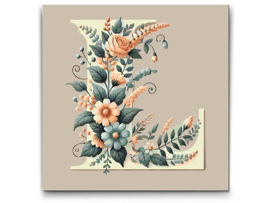 Paint by number - Bogstav L - Blomstermønster