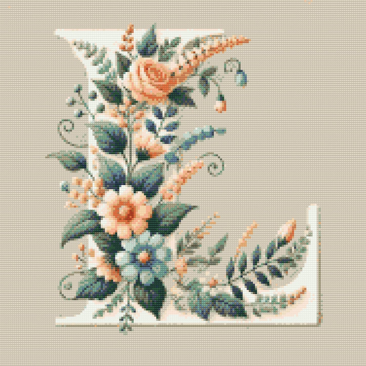 Diamond Paint - Bogstav L - Blomstermønster