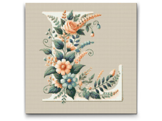 Diamond Paint - Bogstav L - Blomstermønster