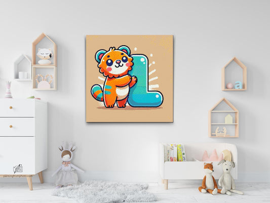 Diamond Paint - Bogstav L – Med et dyr