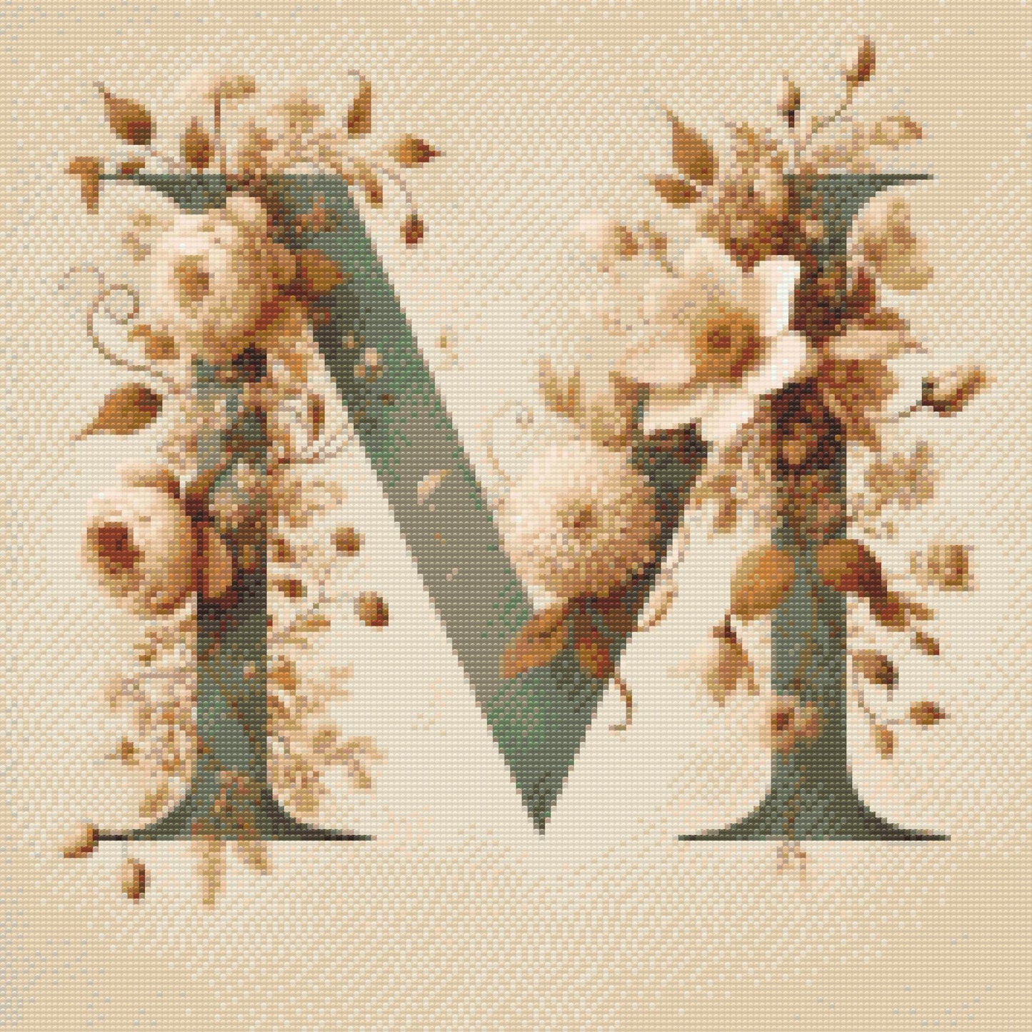Diamond Paint - Bogstav M - Blomstermønster