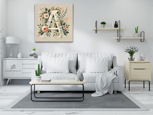 Diamond Paint - Bogstav A - Blomstermønster