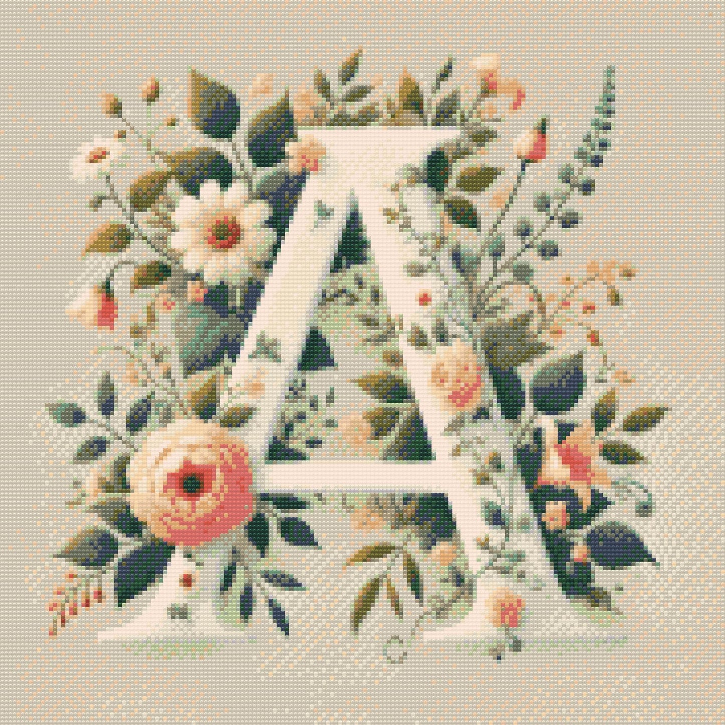 Diamond Paint - Bogstav A - Blomstermønster