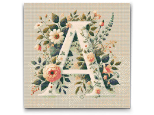Diamond Paint - Bogstav A - Blomstermønster