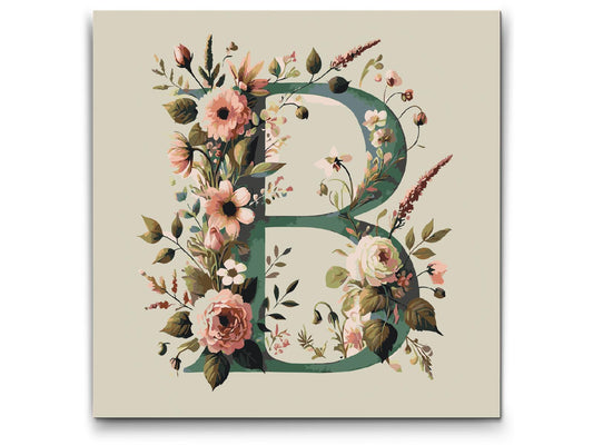 Paint by number - Bogstav B - Blomstermønster