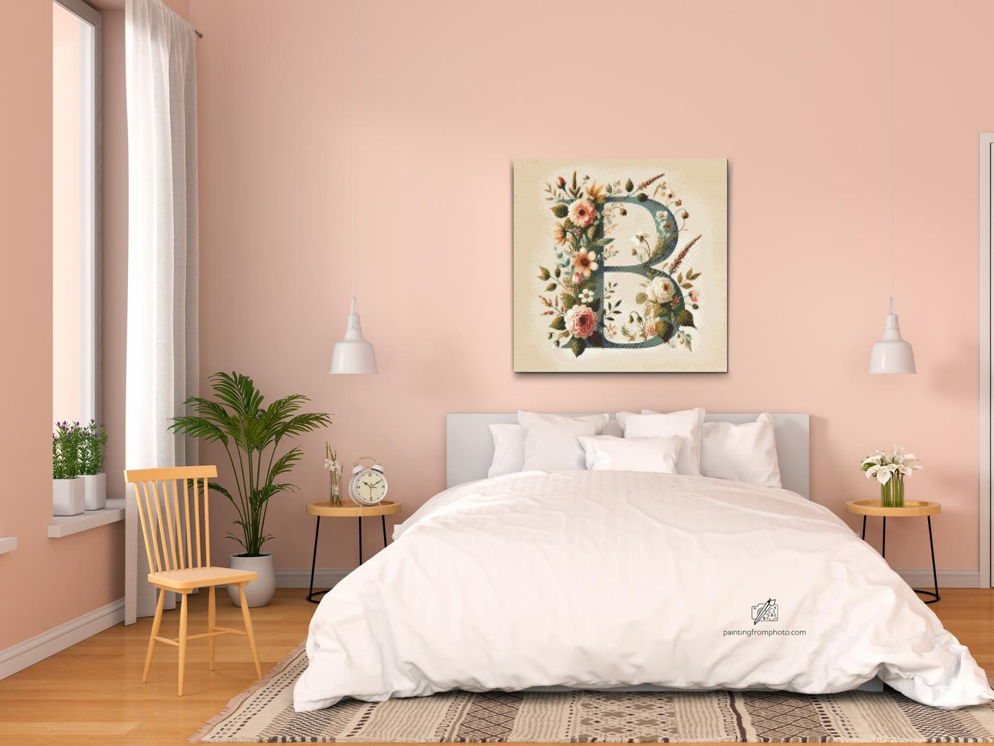 Diamond Paint - Bogstav B - Blomstermønster