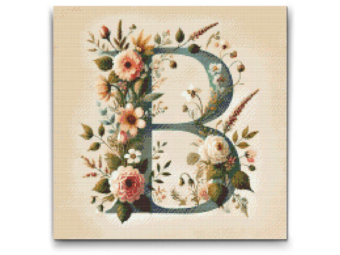 Diamond Paint - Bogstav B - Blomstermønster
