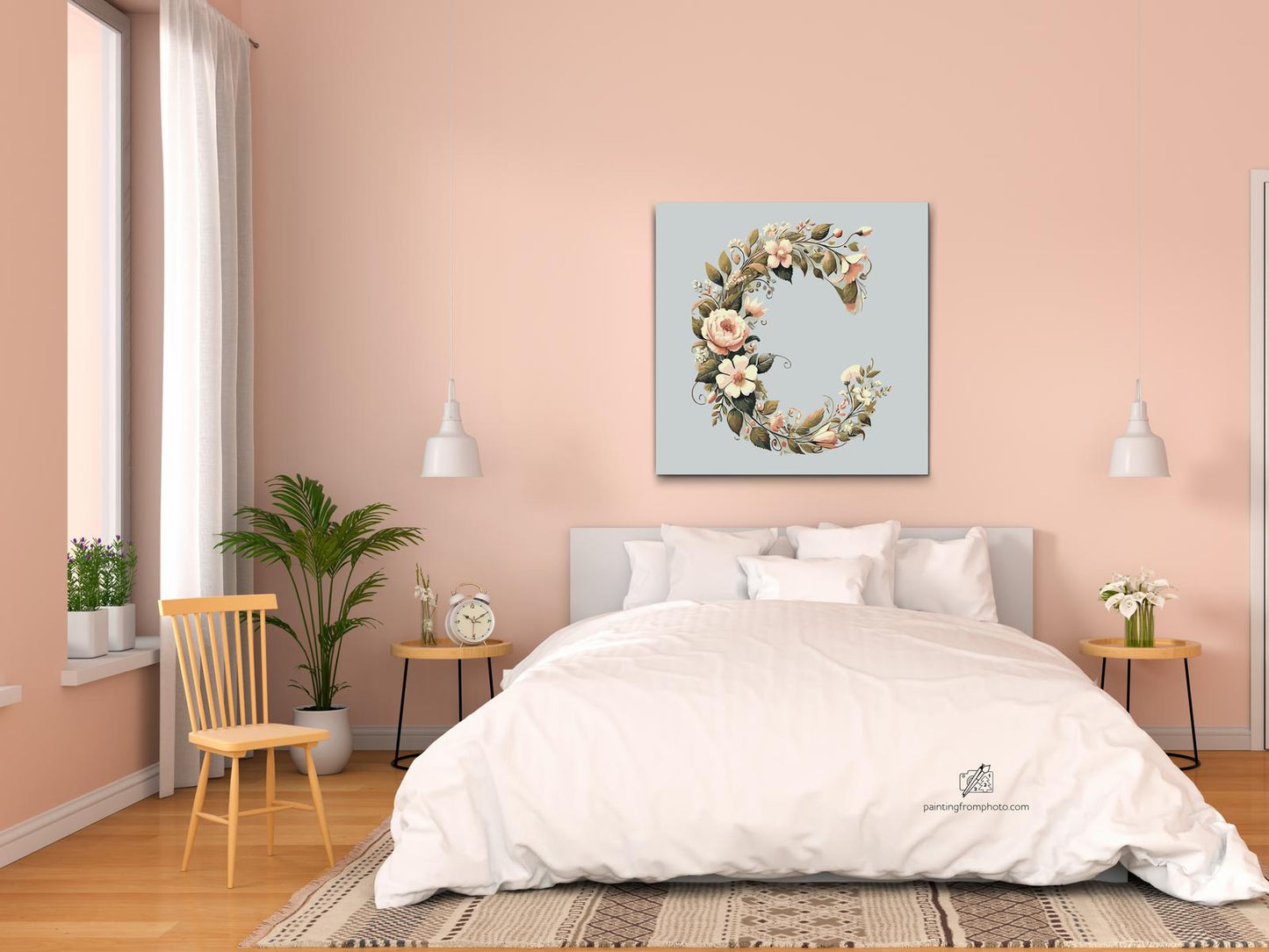 Paint by number - Bogstav C - Blomstermønster