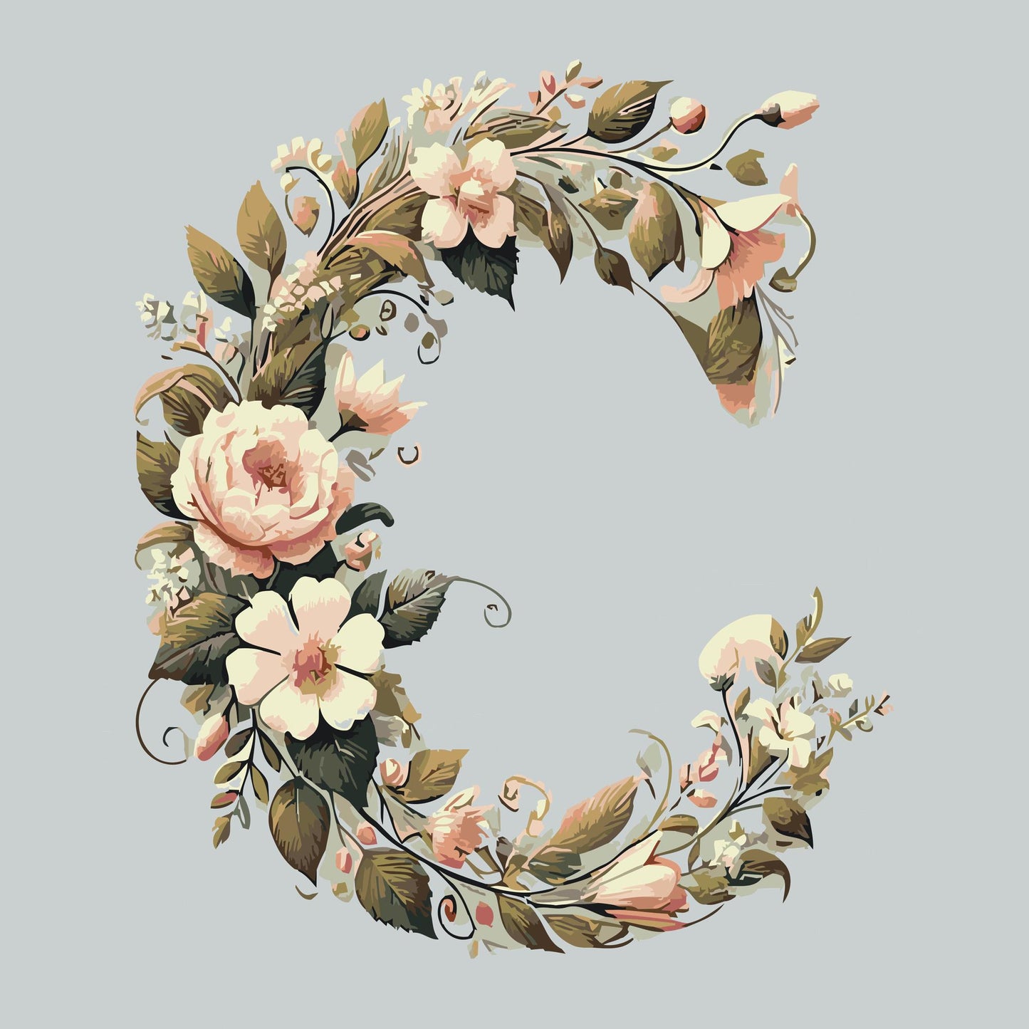 Paint by number - Bogstav C - Blomstermønster