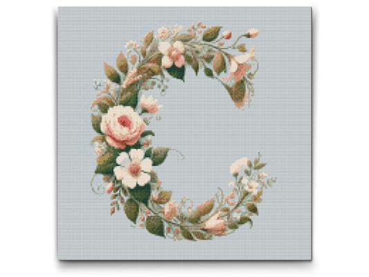 Diamond Paint - Bogstav C - Blomstermønster