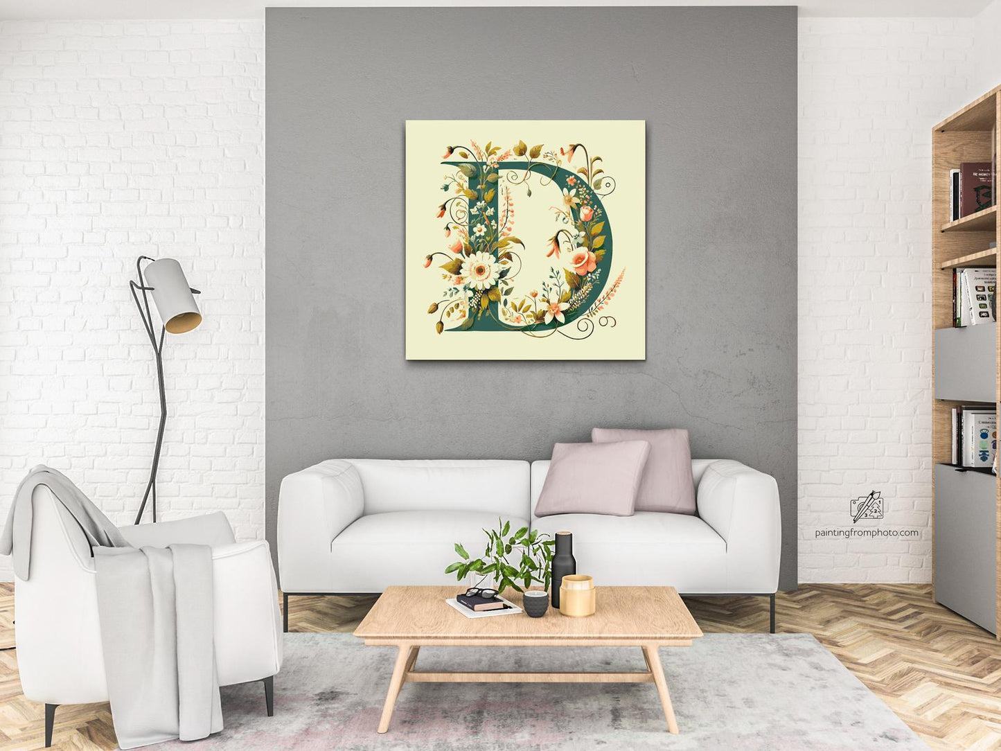 Paint by number - Bogstav D - Blomstermønster