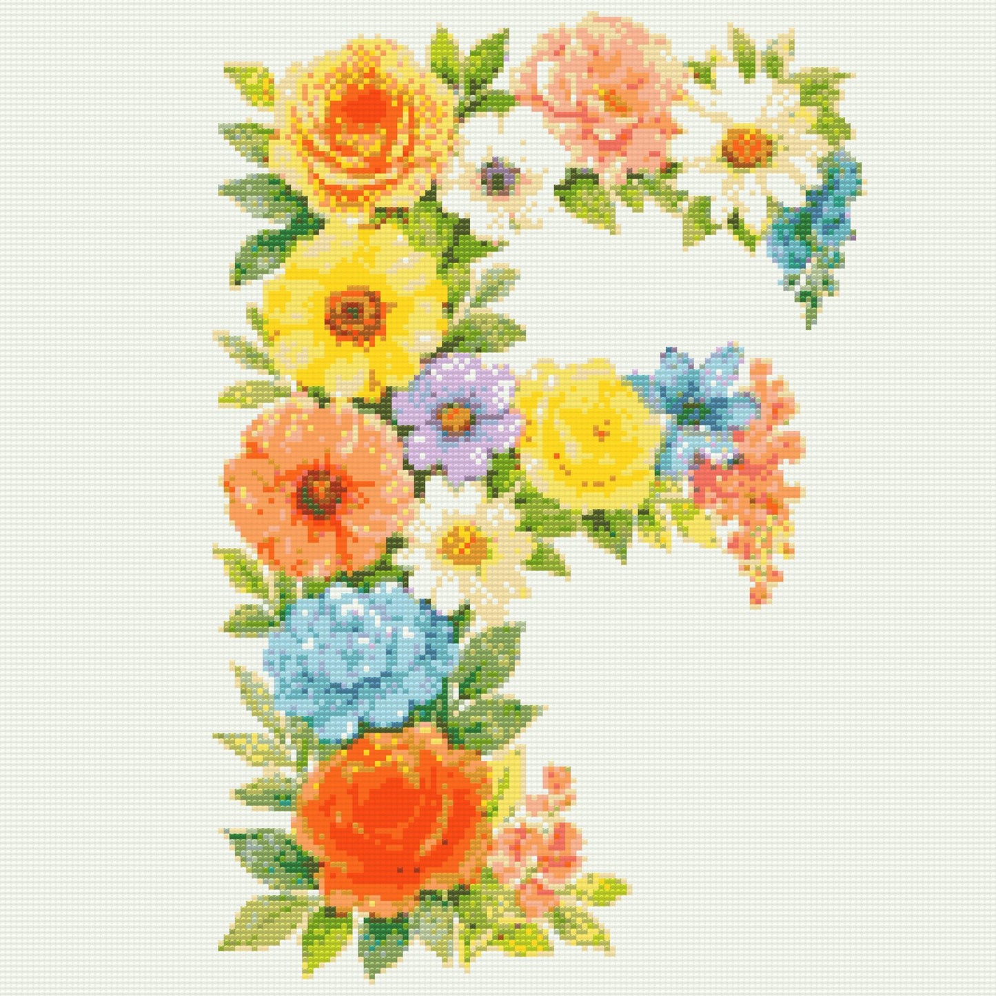 Diamond Paint - Bogstav F - Blomstermønster