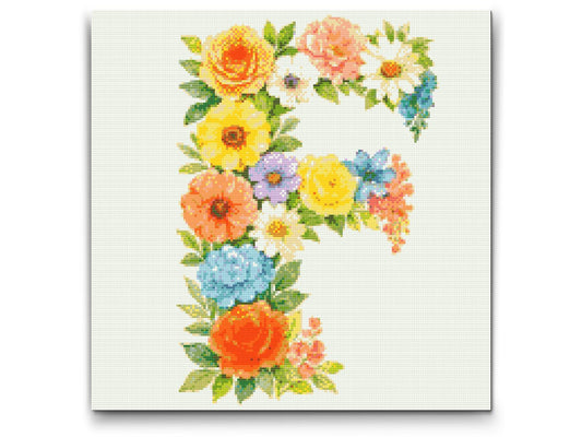 Diamond Paint - Bogstav F - Blomstermønster